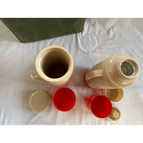 Vintage Aladdin HY-LO Thermos Set, Wide Mouth, Hot/Cold, Cup, Snack Case, W/Case - Picture 8 of 14